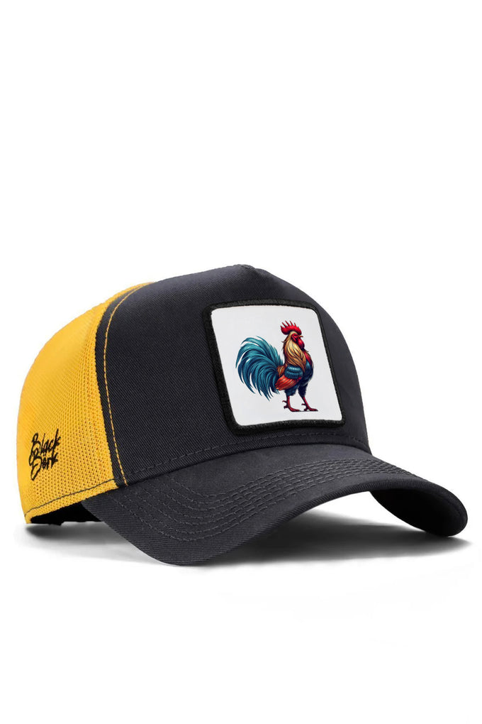 horoz-logolu-koyu-antrasit-sari-trucker-sapka-2182 - BlackBörk TR