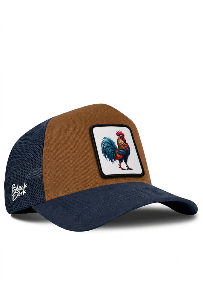 Horoz Logolu Lacivert-Camel Trucker Şapka