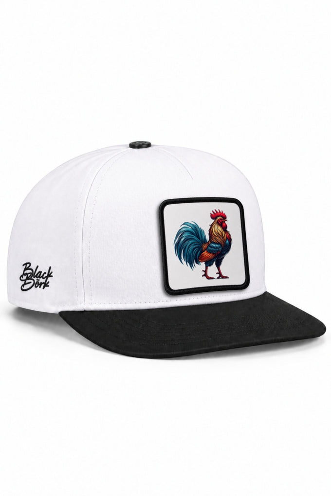 Horoz Logolu Siyah-Beyaz Hip Hop Şapka
