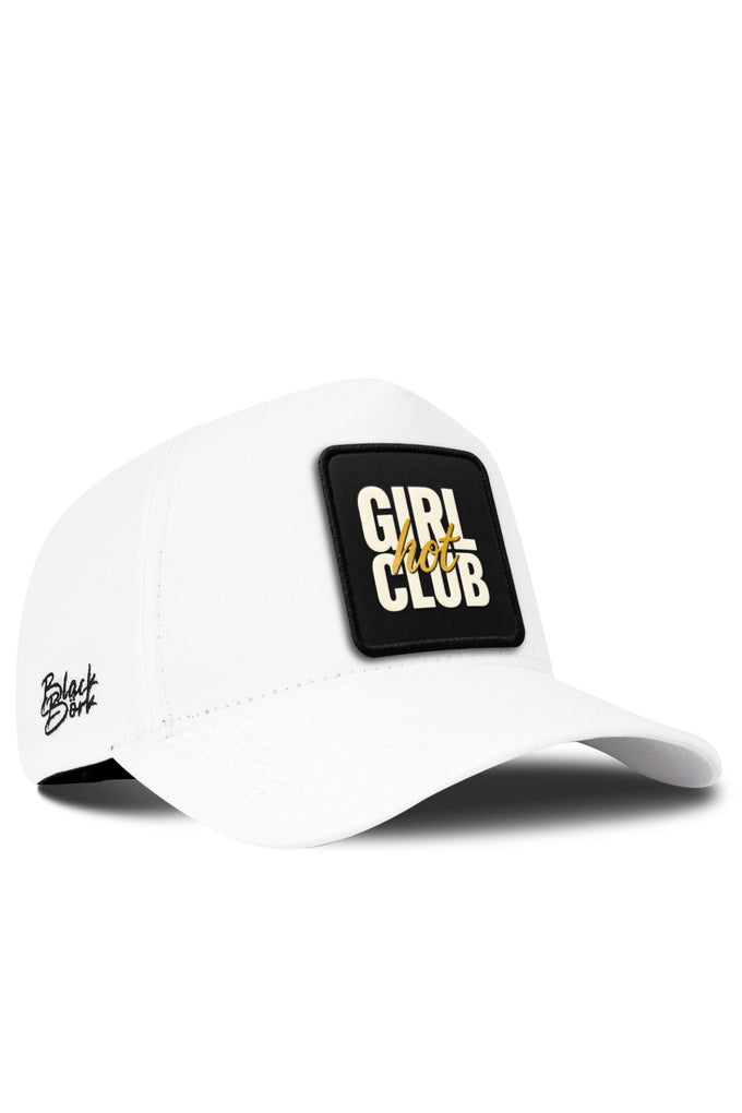 White Baseball Premium Cap with Hot Girl Club Logo