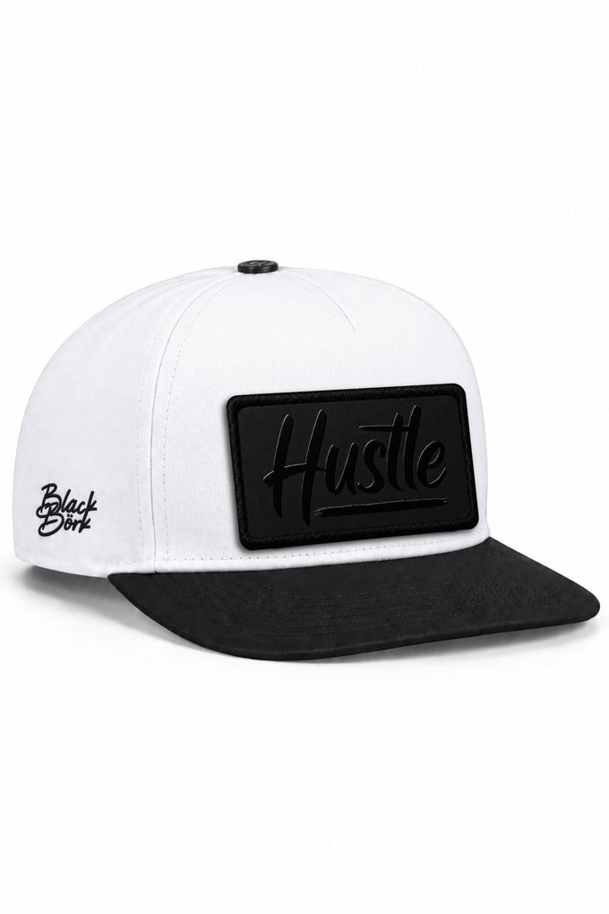 Hustle Black Logolu Siyah-Beyaz Hip Hop Şapka
