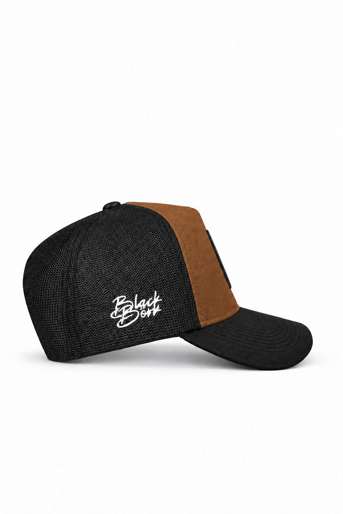 Hustle Black Logolu Siyah-Camel Trucker Şapka