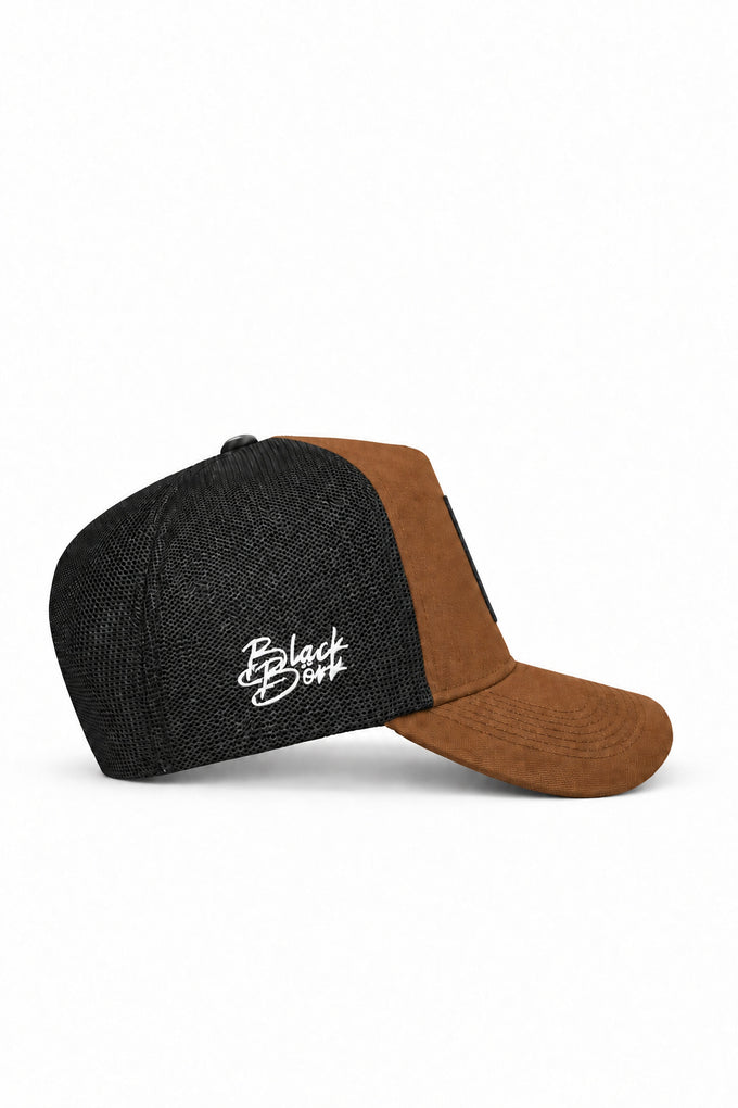 Hustle Logolu Camel-Siyah Trucker Şapka