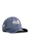 Hustle Embroidered Vintage Baseball Cap Navy Blue