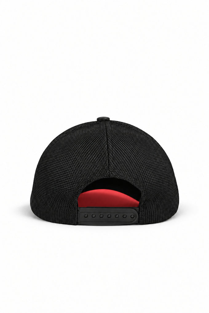 I Am Who I Am Logo Red and Black Trucker Cap 