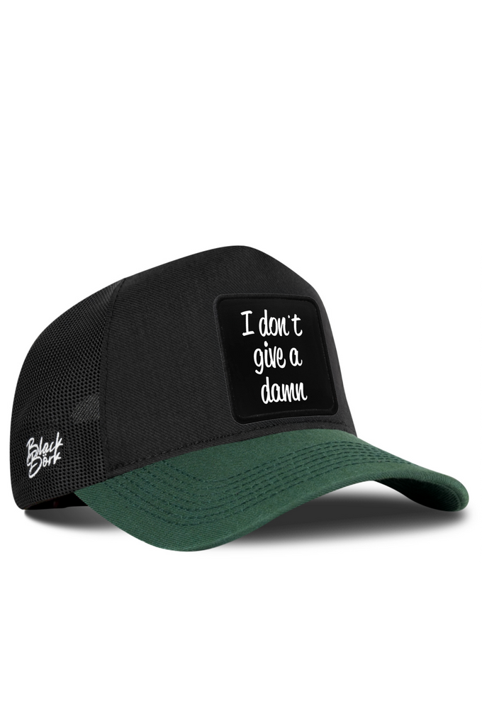 I Don't Give A Damn Cordura Petrol Green-Black Trucker Cap