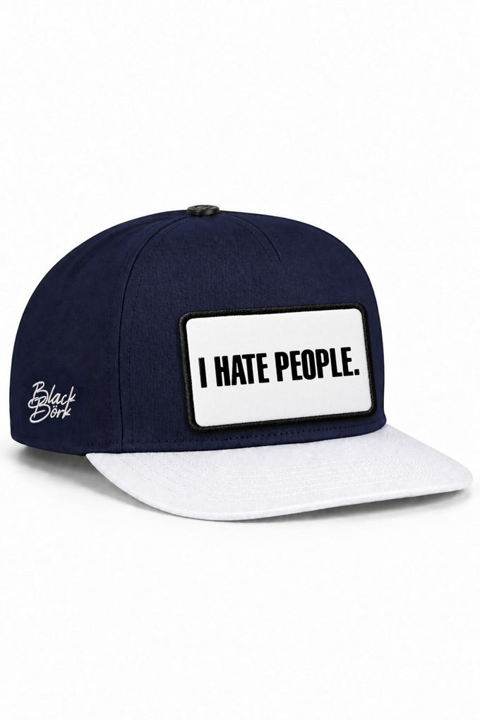 I Hate People Logolu Beyaz-Lacivert Hip Hop Şapka