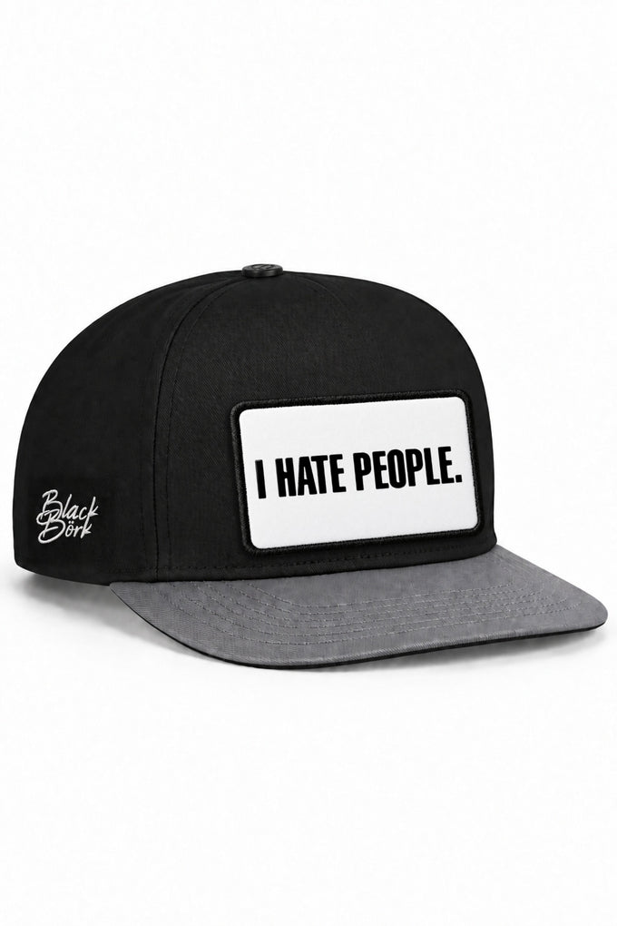 I Hate People Logolu Gri-Siyah Hip Hop Şapka