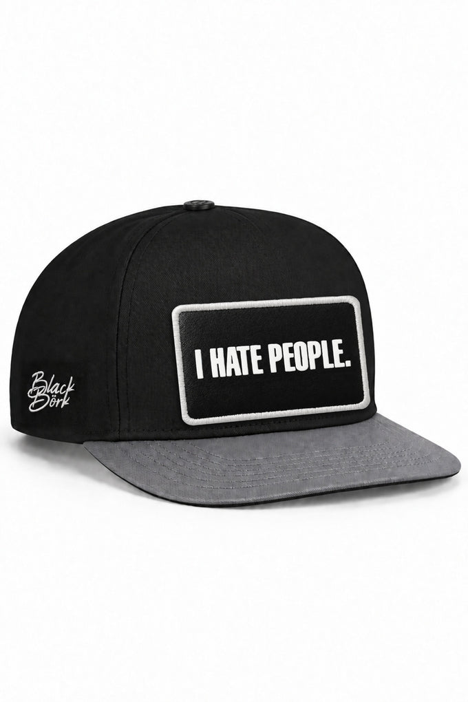 I Hate People logolu Gri-Siyah Hip Hop Şapka