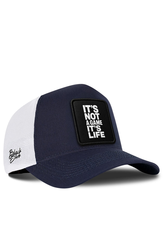 It's Not A Game It's Life Logolu Lacivert-Beyaz Trucker Şapka