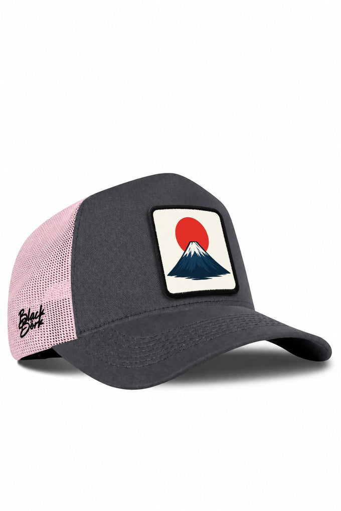Japonya Logolu Antrasit-Pembe Trucker Şapka