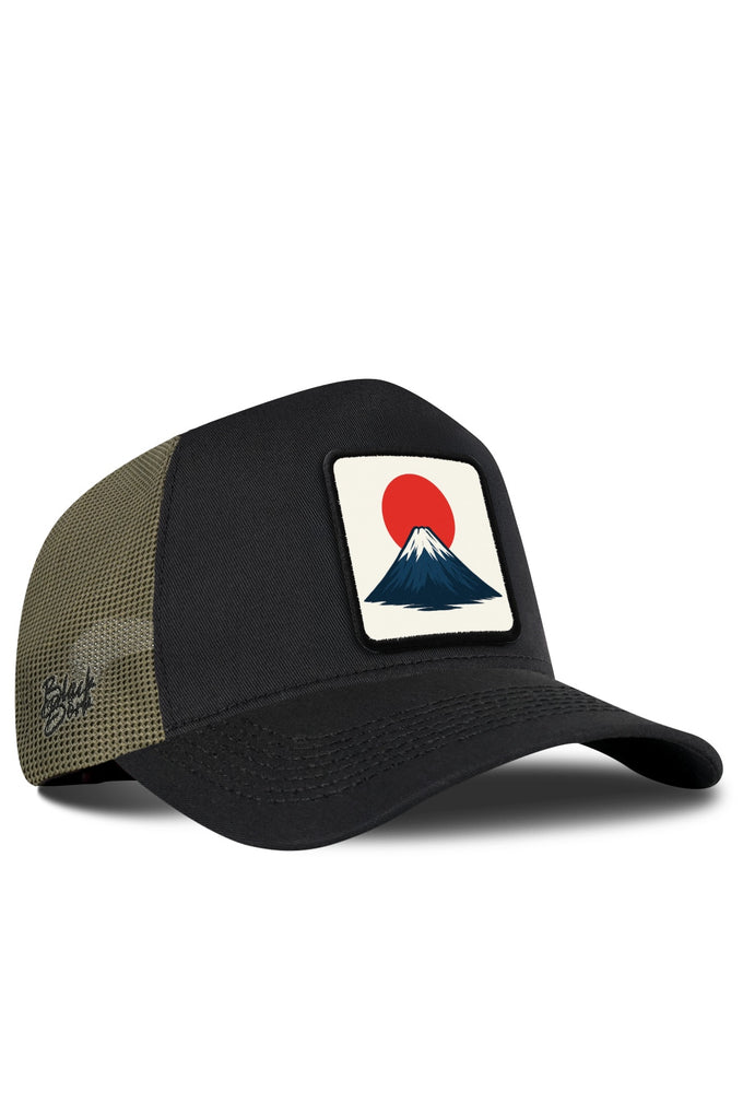Japonya Logolu Haki-Siyah Trucker Şapka