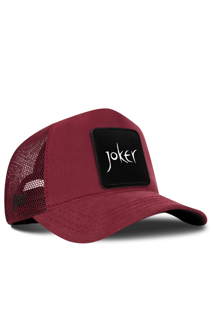 Joker Logolu Bordo Trucker Şapka
