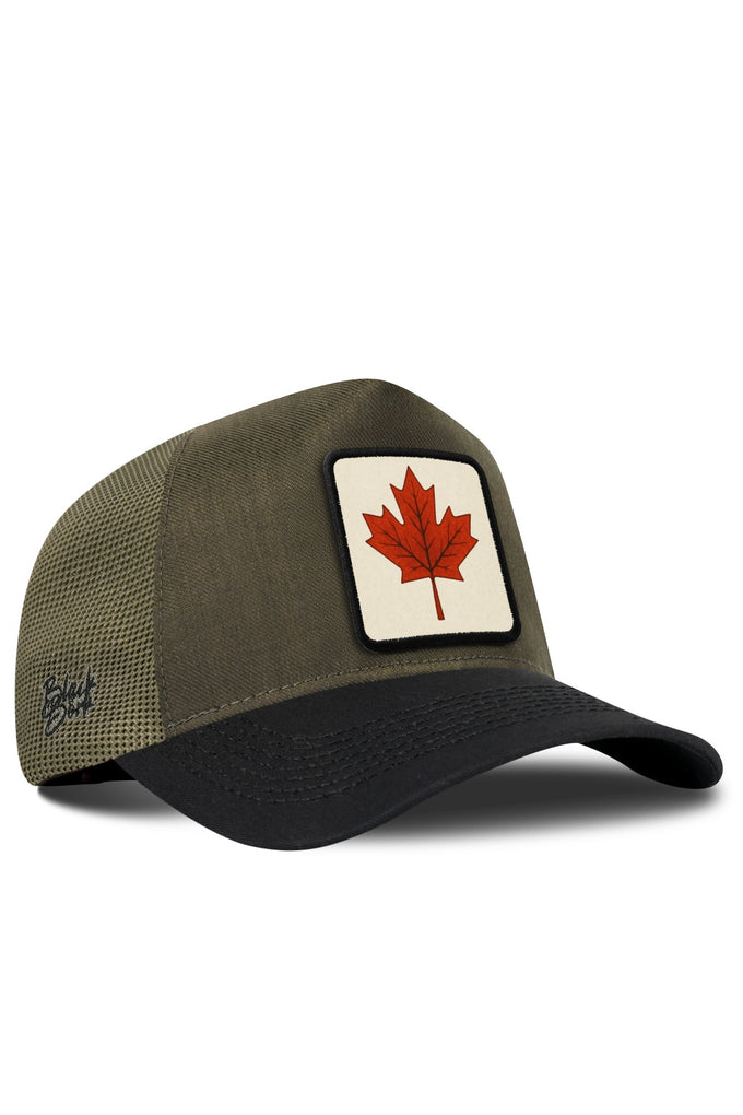 Kanada Logolu Cordura Siyah-Haki Trucker Şapka