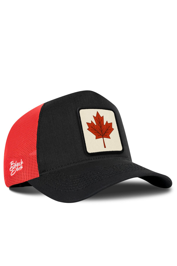 Kanada Logolu Cordura Siyah-Kırmızı Trucker Şapka