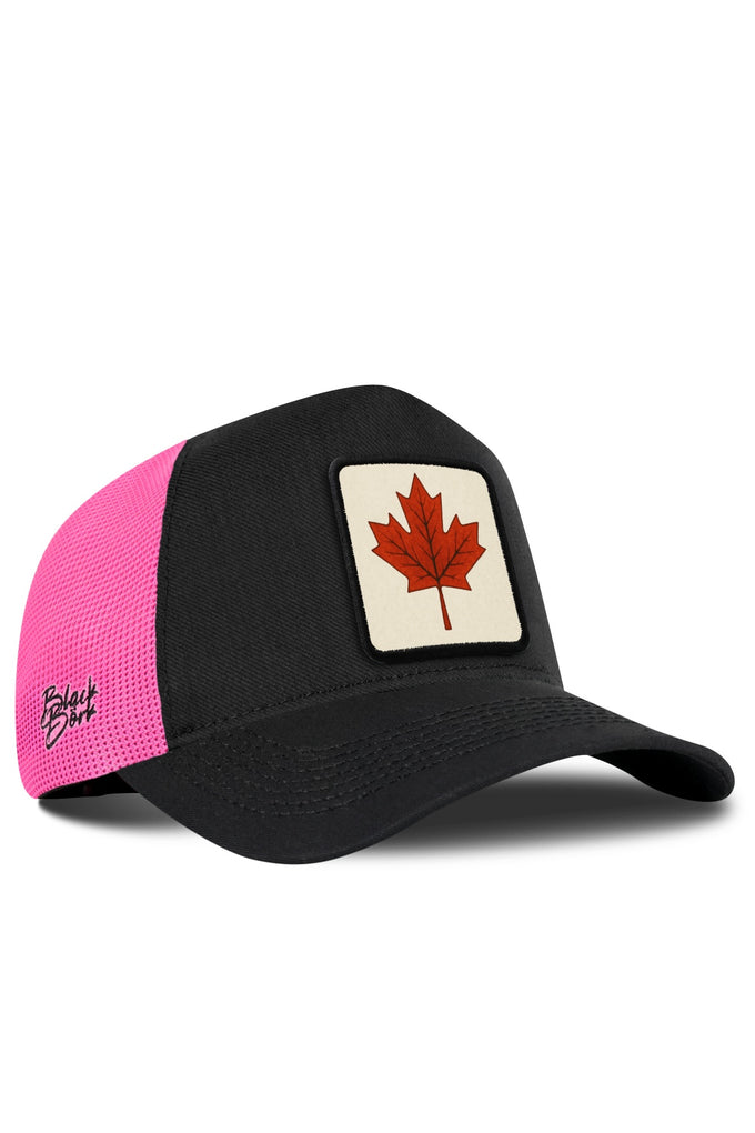 Kanada Logolu Cordura Siyah-Pembe Trucker Şapka