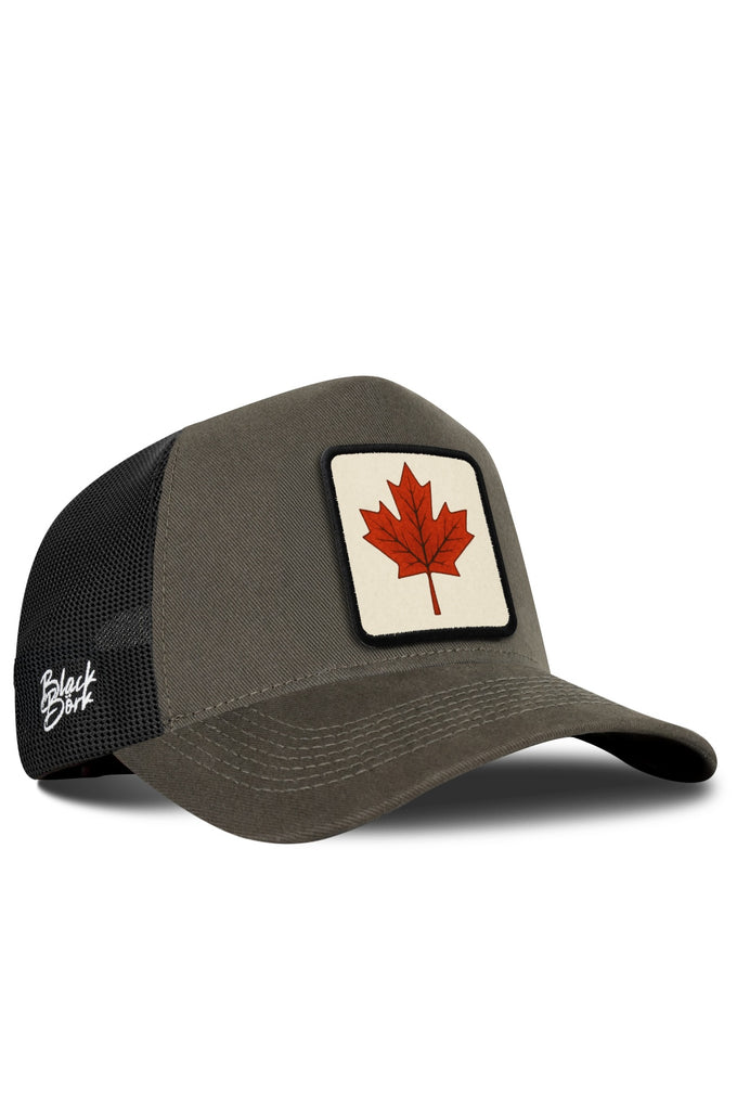 Kanada Logolu Haki-Siyah Trucker Şapka