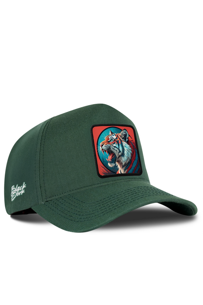 Cordura Petrol Green Baseball Cap with Tiger Logo