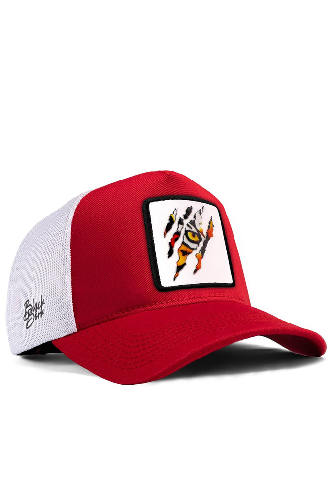 kaplan-logolu-kirmizi-beyaz-trucker-sapka-2364 - BlackBörk TR