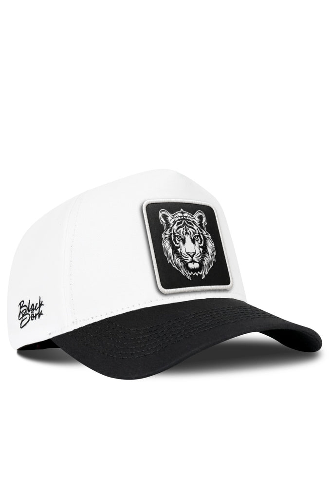 Black and White Baseball Cap with Tiger Logo
