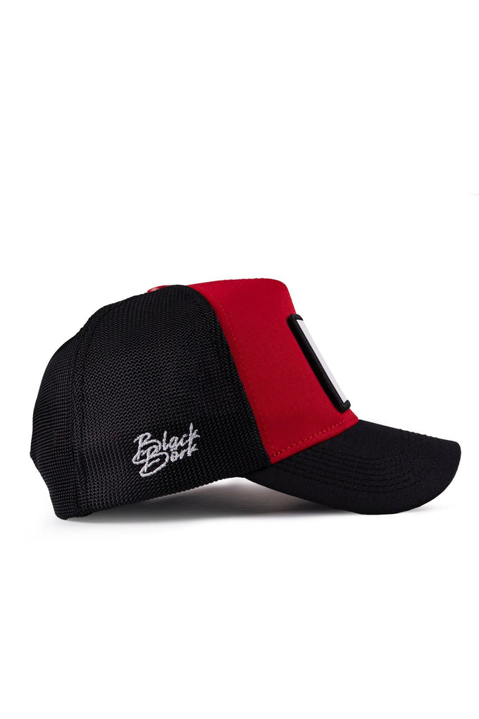 Kaplan Logolu Siyah-Kırmızı Trucker Şapka