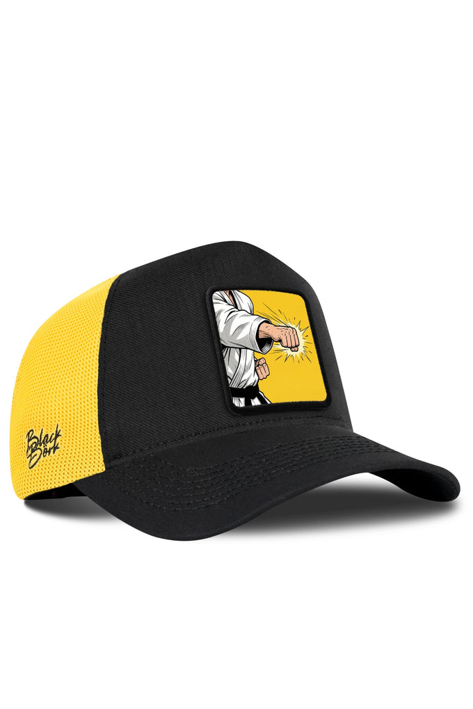 Karate Logolu Cordura Siyah-Sarı Trucker Şapka