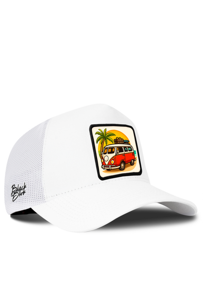 Karavan Logolu Beyaz Trucker Şapka