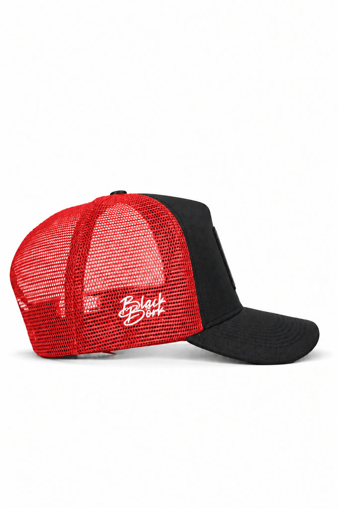 Karavan Logolu Cordura Siyah-Kırmızı Trucker Şapka