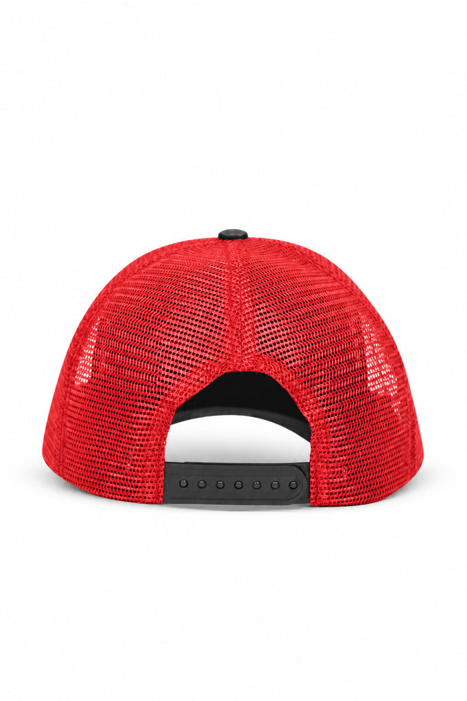 Karavan Logolu Cordura Siyah-Kırmızı Trucker Şapka