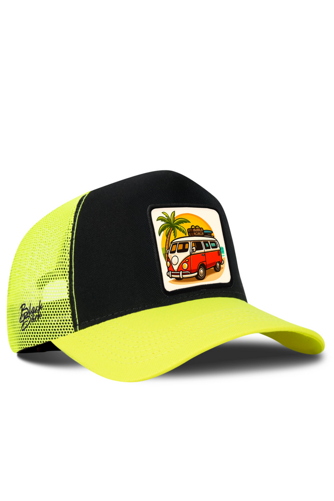 Karavan Logolu Neon-Siyah Trucker Şapka