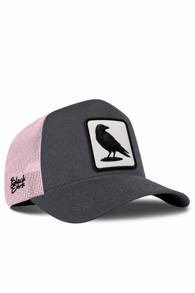 Karga Logolu Antrasit-Pembe Trucker Şapka