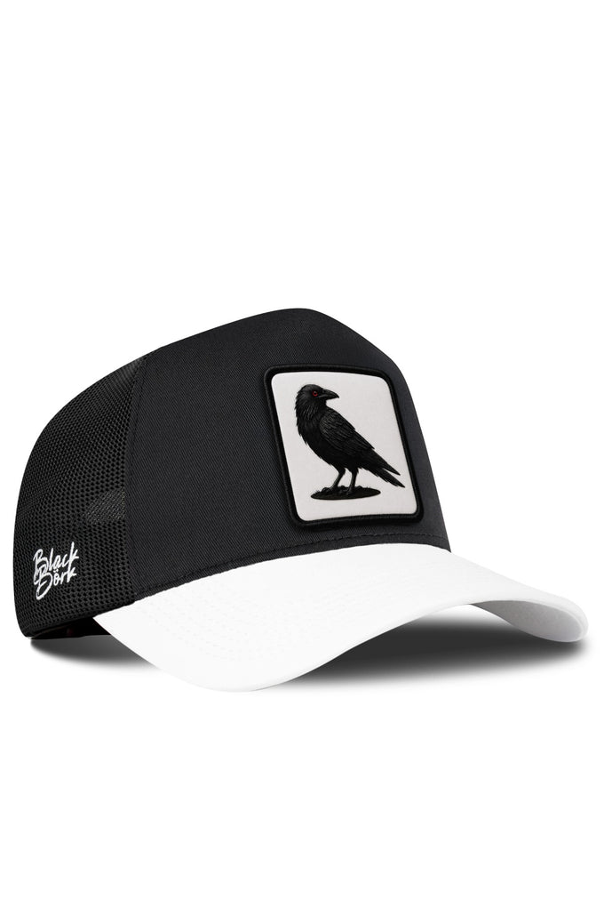 Karga Logolu Beyaz-Siyah Trucker Şapka