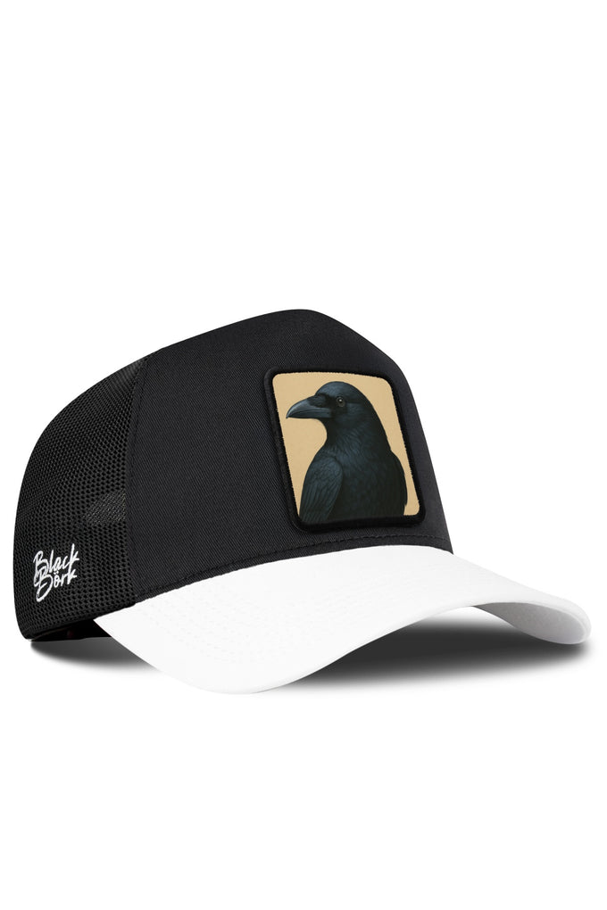 Karga Logolu Beyaz-Siyah Trucker Şapka