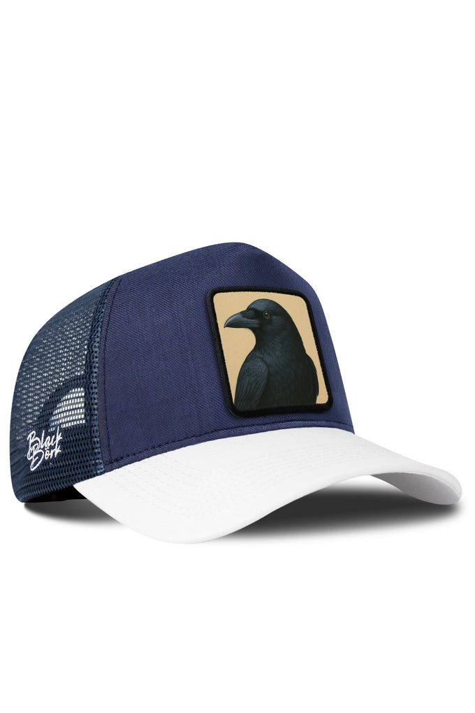Karga Logolu Cordura Beyaz-Lacivert Trucker Şapka