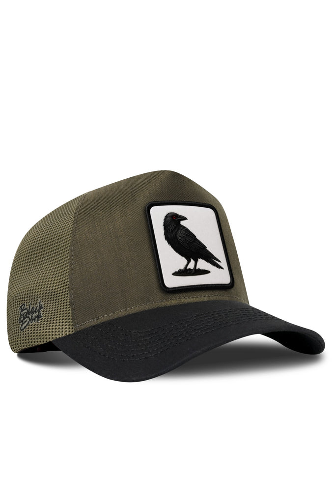 Karga Logolu Cordura Siyah-Haki Trucker Şapka