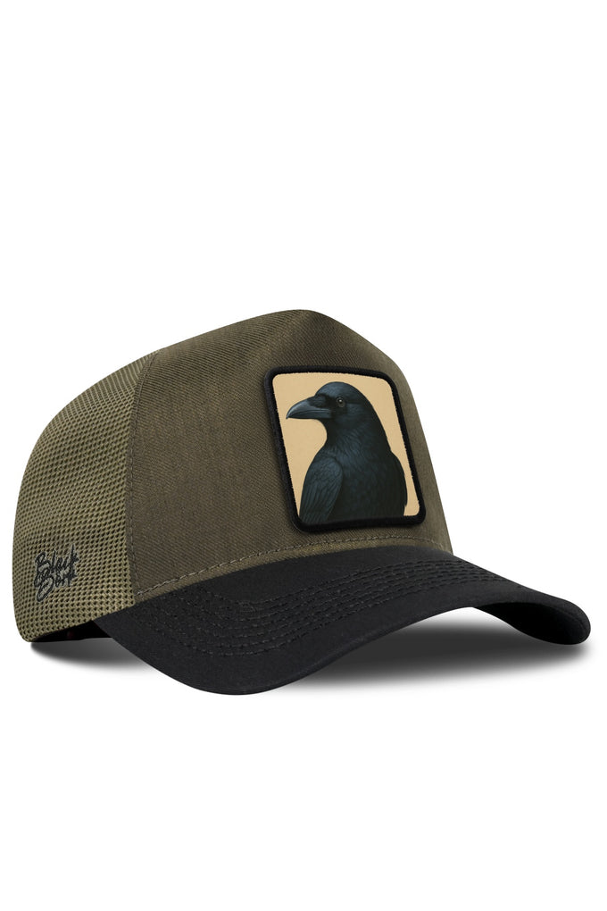 Karga Logolu Cordura Siyah-Haki Trucker Şapka