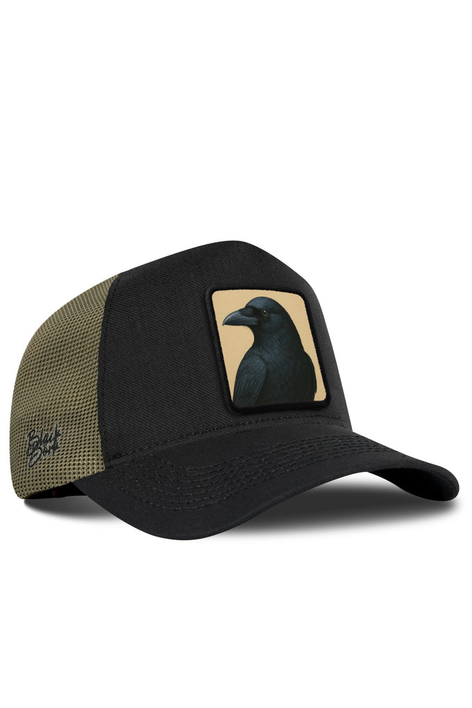 Karga Logolu Cordura Siyah-Haki Trucker Şapka