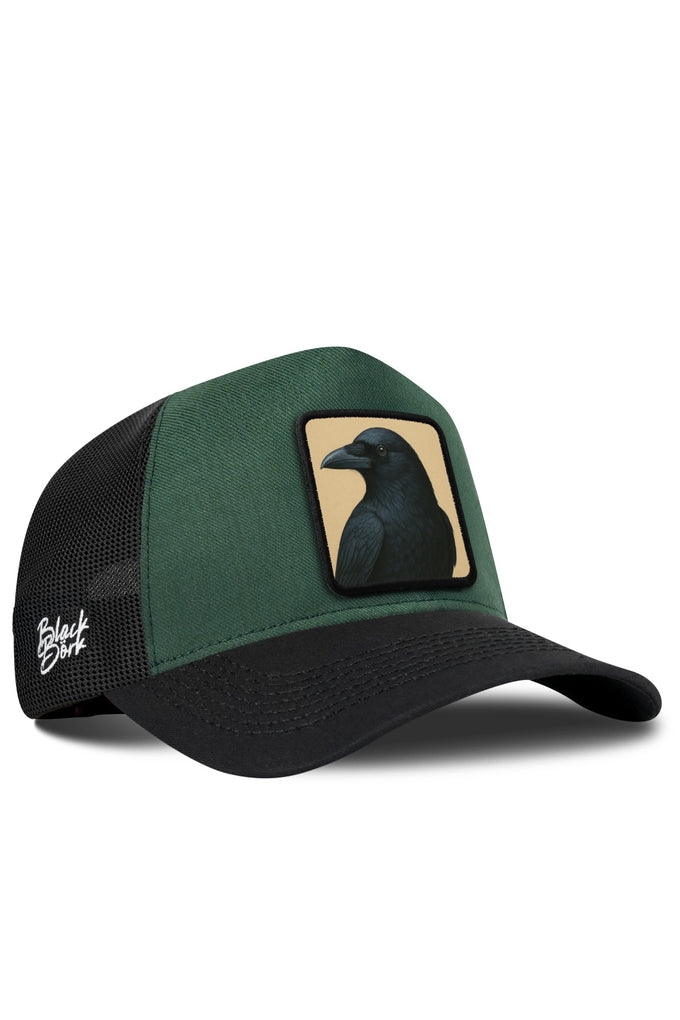 Karga Logolu Cordura Siyah-Petrol Yeşili Trucker Şapka