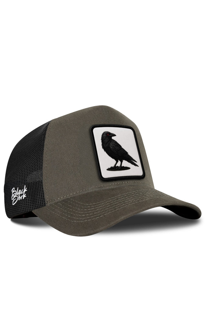 Karga Logolu Haki-Siyah Trucker Şapka