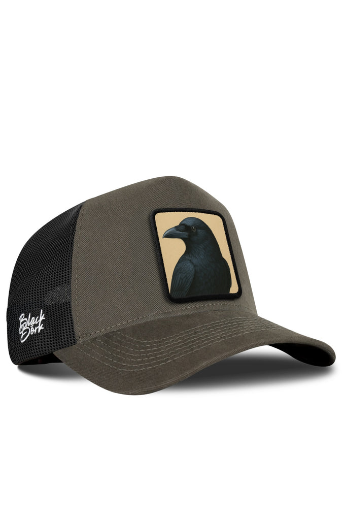 Karga Logolu Haki-Siyah Trucker Şapka