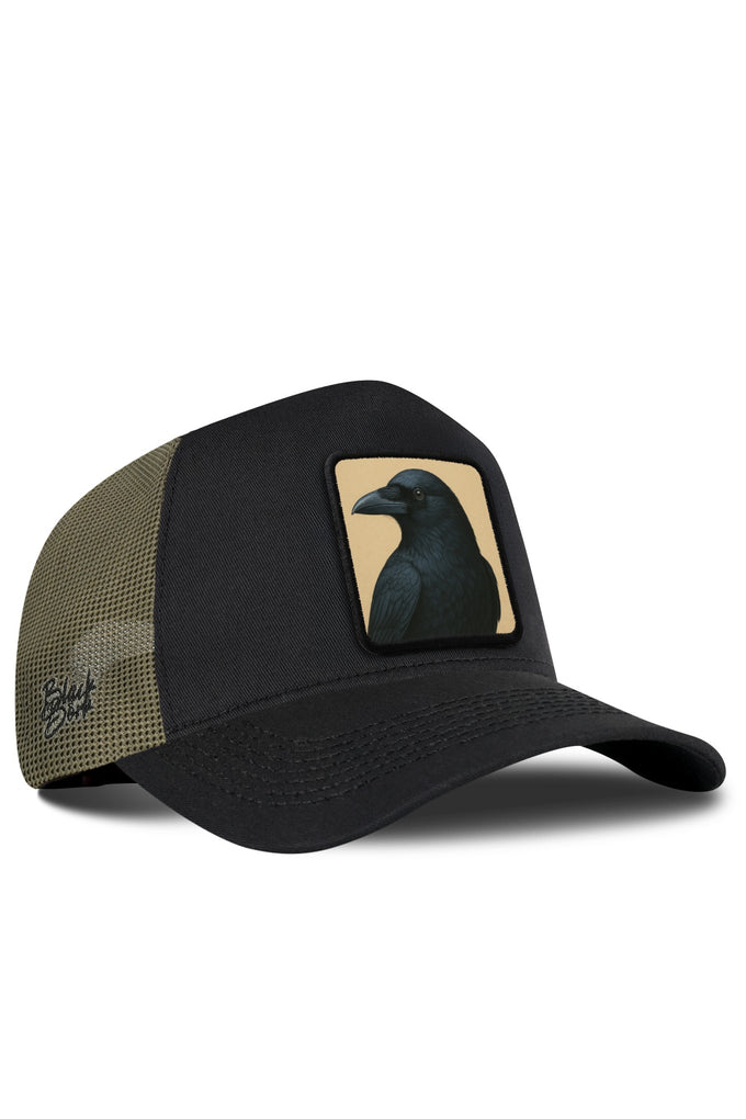 Karga Logolu Haki-Siyah Trucker Şapka