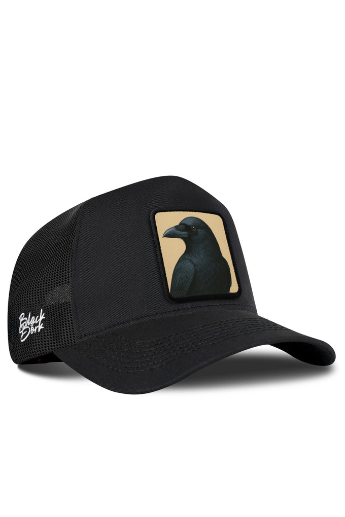 Karga Logolu Siyah Trucker Şapka