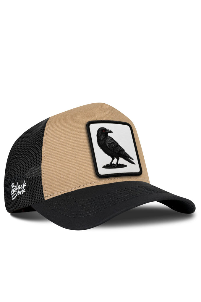 Black-Mink Trucker Cap with Crow Logo