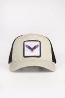 Kartal Logolu Bej-Siyah Trucker Şapka