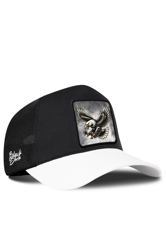 Kartal Logolu Beyaz-Siyah Trucker Şapka