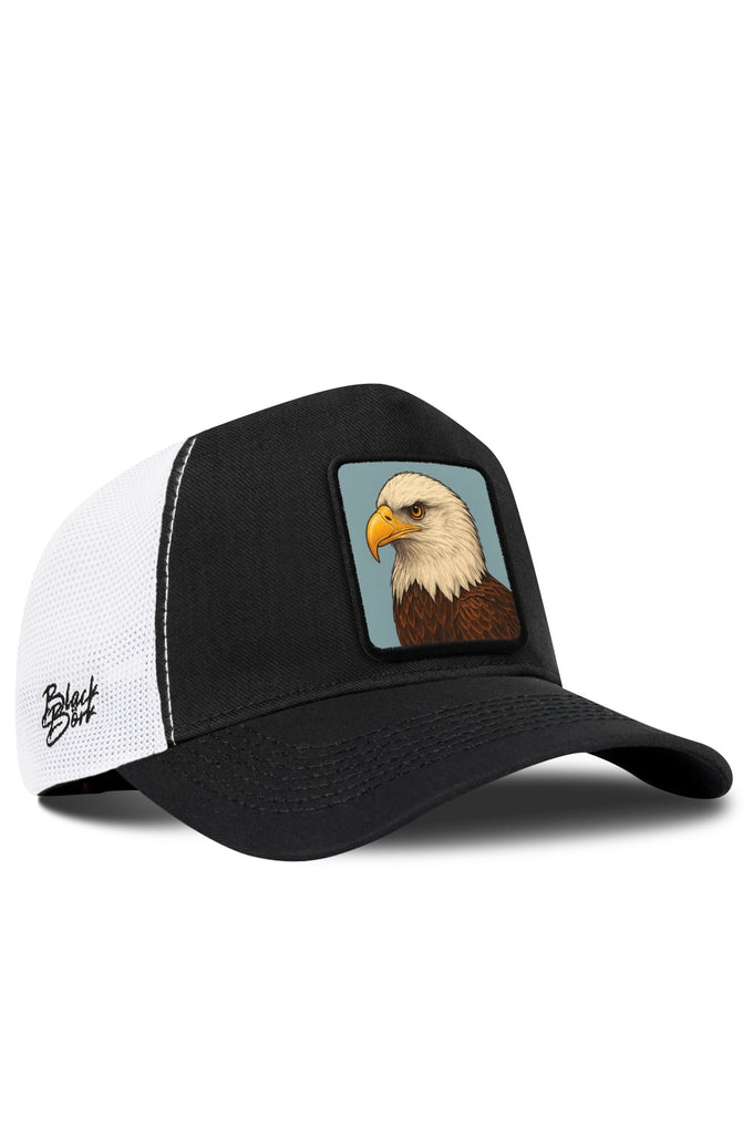 Kartal Logolu Cordura Siyah-Beyaz Trucker Şapka