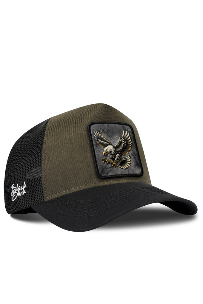 Kartal Logolu Cordura Siyah-Haki Trucker Şapka