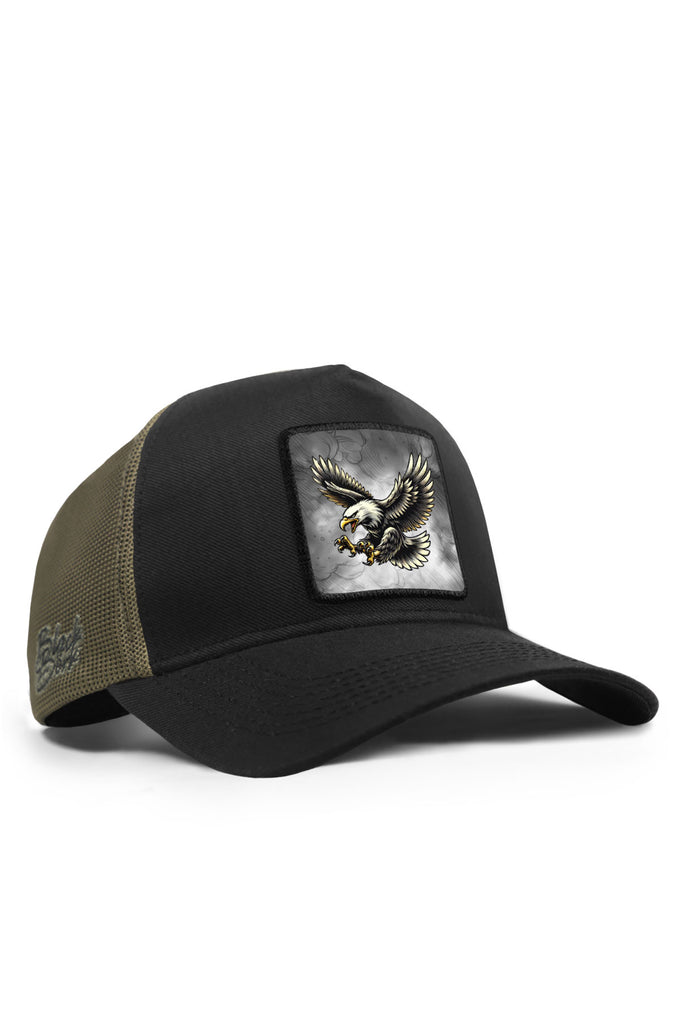 kartal-logolu-cordura-siyah-haki-trucker-sapka-4476 - BlackBörk TR