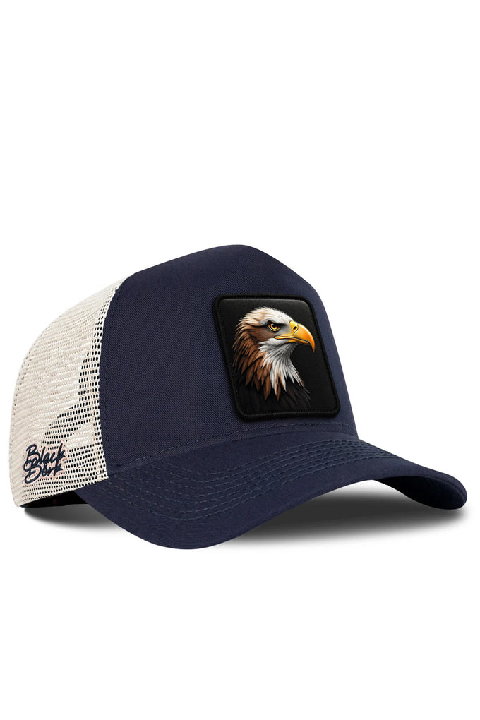 Kartal Logolu Lacivert-Bej Trucker Şapka