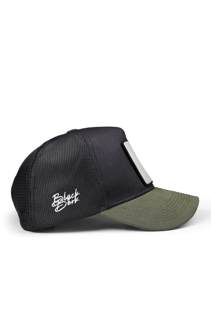 Kartal Logolu Logolu Haki-Siyah Trucker Şapka